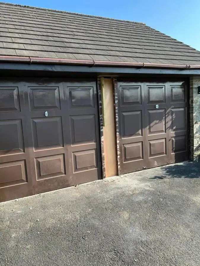Old brown garage doors